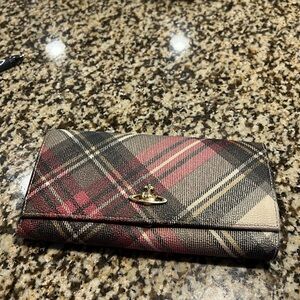 Vivienne Westwood Plaid Wallet - Red, Black, Cream